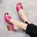 Square Toe High Heels Fashion Slippers For Women With Crystal Heels, Elegant Cloth Surface, Fish Mouth, And Cool_vogvips.com