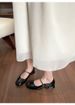 Vintage Hepburn Style Single Shoes Women's Summer Thick Heel With Shallow Mouth French Mary Jane Shoes_vogvips.com