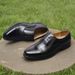 Formal Comfortable Men's Three-Joint Business Black Security Three-Section Head Wedding Cowhide Workwear Professional_vogvips.com