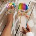 Women’s Shoes Summer Square Toe Flat Bottom One Line Rhinestone Big Gem Slippers For Women Large Size Fashionable Beach Outdoor Slippers_vogvips.com