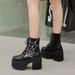 Spring And Autumn New Ethnic Style Short Martin Boots Heel Thick Sole Spider Web Embroidery Large Size Women's Shoes_vogvips.com