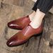 Men's plus Size Formal Leather Shoes Pointed Toe Oxford Retro Business Professional Fashion Patchwork Shoes_vogvips.com