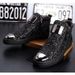 European Warm Series Fashion Short High-top Sneakers Single British Style Height-increasing Martin Boots Hairstylist Leather Sequin Men's_vogvips.com