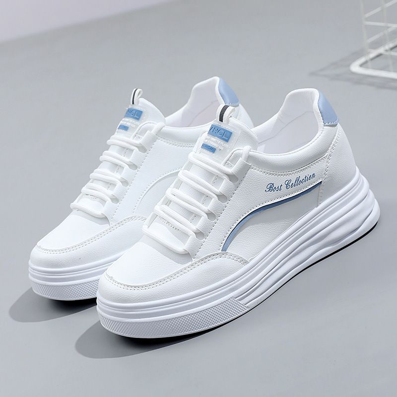 W1758 Height Increasing Thick Sole Women's White Sneakers 2022 Autumn Casual Versatile Korean Style Sports Travel Shoes_vogvips.com