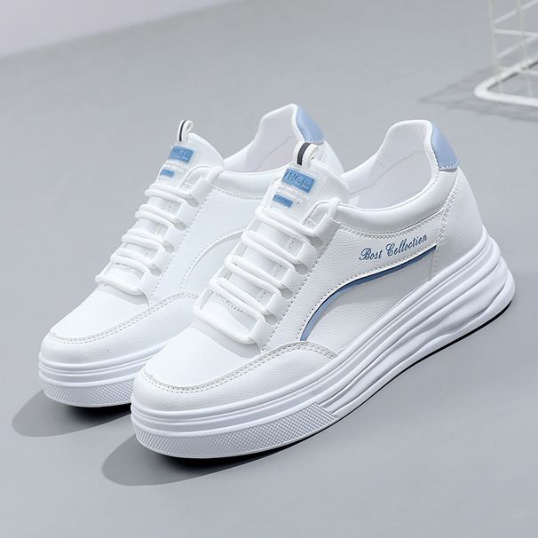 W1758 Height Increasing Thick Sole Women's White Sneakers 2022 Autumn Casual Versatile Korean Style Sports Travel Shoes_vogvips.com