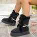 Women's Shoes Winter New Style Retro Fur Lined Warm Snow Boots For Women, Thick Sole, Fleece Lined, Extra Thick, Non Slip Cotton Shoes_vogvips.com
