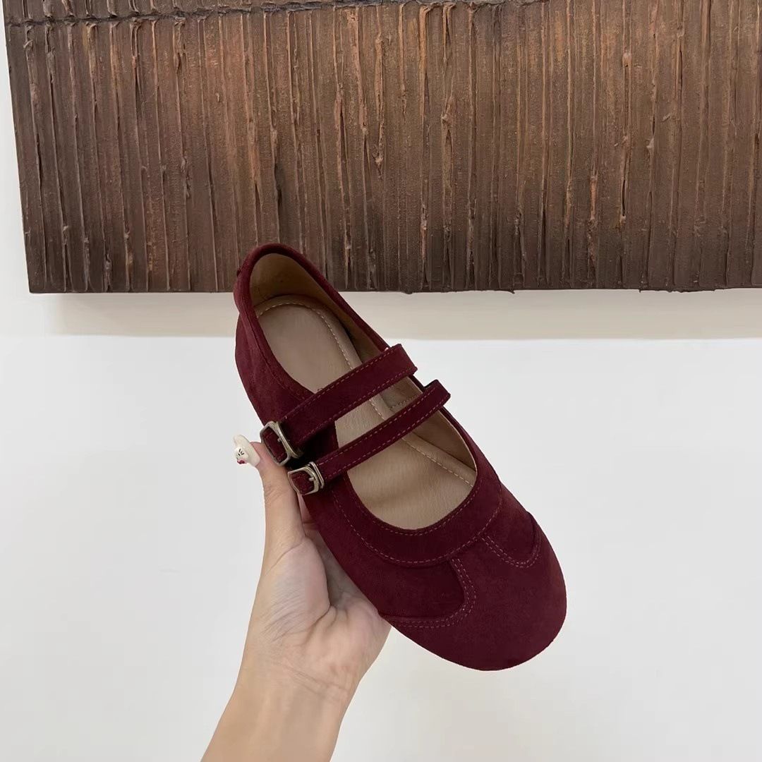 French Style Shallow Mouth Women's Single Autumn New Double Buckle Strap Round Toe Flat Gentle Evening Mary Jane_vogvips.com