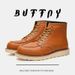 Tooling Boots Men's Thick-soled Heightening Medium-top Leather Shoes Retro Leather Outdoor Hiking And Leisure Martin Boots_vogvips.com