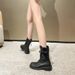 Old Style British 2024 Runway Martin Square Toe Lace-up Chunky Heel Large Size 41-43 Motorcycle Boots For Women_vogvips.com