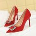 Heel Sandals Patent Leather K Fashionable Elegant High Heels For Women Shallow Mouth Square Buckle Rhinestone Stiletto Pointed Toe High End Women San_vogvips.com
