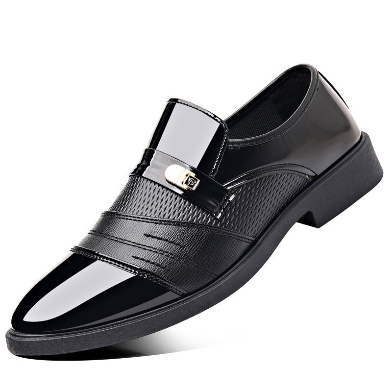 Men's Formal Dress Shoes - Black Business Casual Oxford Shoes With PU Leather & PVC Sole, Waterproof & Stylish For Office & Daily Wear_vogvips.com