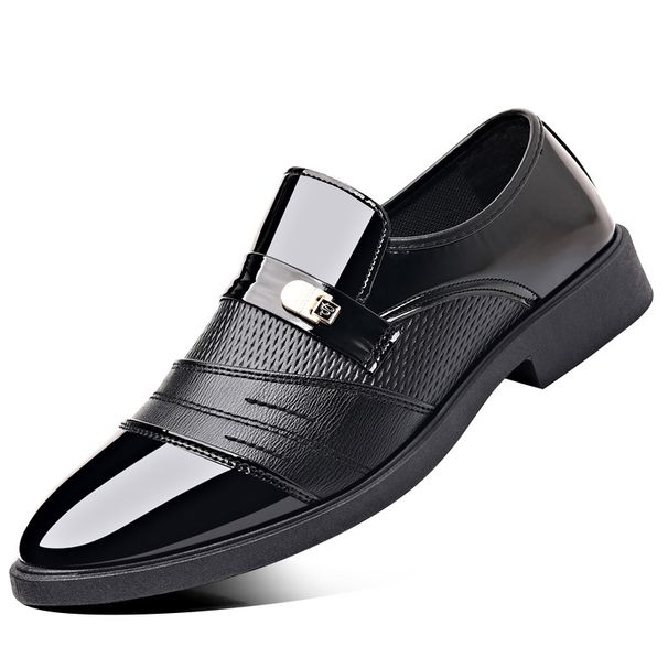Men's Formal Dress Shoes - Black Business Casual Oxford Shoes With PU Leather & PVC Sole, Waterproof & Stylish For Office & Daily Wear_vogvips.com