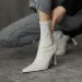 Internet Celebrity Slim Pointed Toe High Short Women 2025 Autumn Winter Single Ins Sexy Chunky Heel Stretch Boots_vogvips.com