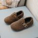 Kids' Winter Boots – Warm Fleece-Lined Slip-Resistant Shoes For Boys & Girls, Soft Synthetic Leather With Hook-and-Loop Closure (Black/Brown/Cream)_vogvips.com