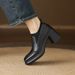 Women's Shoes Leather Single Shoes, New Autumn Style, High Heels, British Style, Matching Skirts, Chunky Heel Leather Shoes._vogvips.com