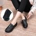 Medium Mother Shoes Single Shoes Soft Sole Medium Old Lady Leather Shoes Flat Non-slip Elderly Shoes Comfortable Grandma Shoes_vogvips.com