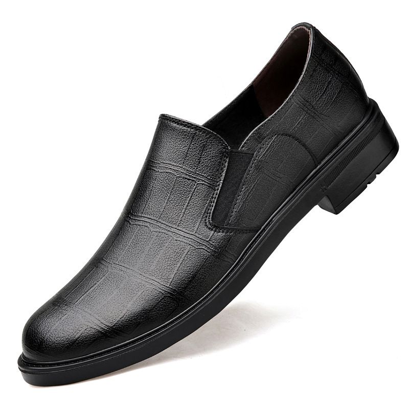 Embossed Crocodile Pattern Men's Shoes Casual Leather Shoes Men's Style Barber Loafers_vogvips.com