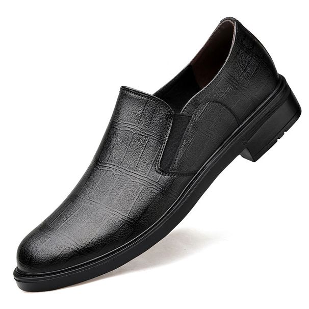 Embossed Crocodile Pattern Men's Shoes Casual Leather Shoes Men's Style Barber Loafers_vogvips.com