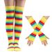 Rainbow Socks High Socks Cotton Knee Socks Women's Colorful Striped Gloves Party Props Set_vogvips.com
