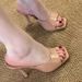 New Summer High Heels Nude Stiletto Open Toe Slippers Square Toe One-strap French Style Sandals Women's Outdoor Wear_vogvips.com