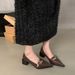 Thick-heeled Black Pointed-toe Hih-heeled Women's Shoes 2024 New Korean-style French Retro Leather Loafers For_vogvips.com