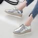Fashion Brogue Carved Leather Lace-up Thick Sole Platform Wedge Casual Shoes College British Style_vogvips.com