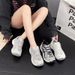 Women's European Style Platform Sneakers Lace up Chunky Sole Hidden Heel Lift 2026 Spring New Fashion_vogvips.com