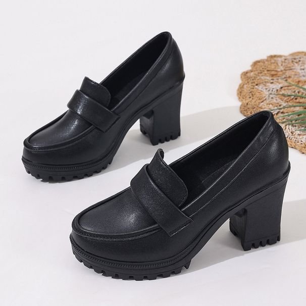 Women's High Heeled Shoes Slip on Chunky Retro Leather plus Size Spring Export_vogvips.com