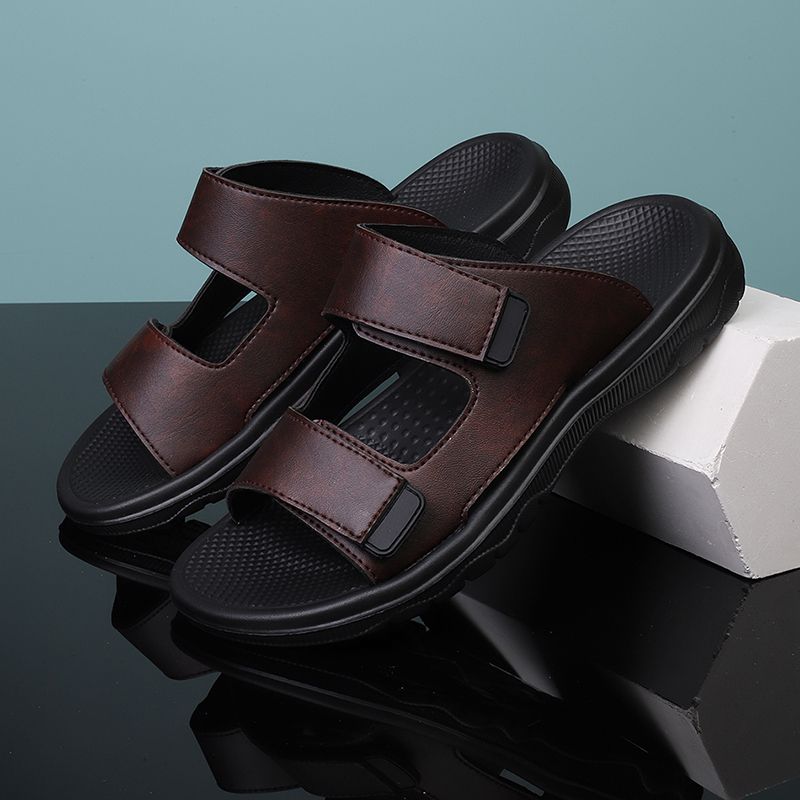 Outdoor Men Slippers Leather Lightweight Flip-flops Summer Casual Beach Sandals Male Flat Non-Slip Comfort Classic Lazy_vogvips.com