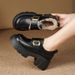 thick-soled Velcro Loafers Women's Thick-heeled Small Leather Shoes_vogvips.com
