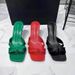 2023 Summer New Arrival: Women's Square-Toe High-Heel Cross-Strap Bow Decorated Shallow-Heel Open-Back Thong Sandals_vogvips.com