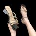 Chunky Heel For Women Summer Outdoor 2024 New French Style Rhinestone Mid-Heel Strap Sandals Crystal High Heels_vogvips.com