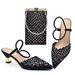 Women's pointy perforated drill heels with bag set banquet shoes bag_vogvips.com