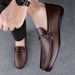 Slip-On Genuine Lazy Loafers High-End Soft Sole Leather Men's Flat Casual Shoes Cross-Border Large Size_vogvips.com