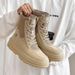 Thick-soled Heightening Boots Of The Same Style For Men And Women, Piled And Thickened Zipper, Snow Boots, Warm And Waterproof Martin Boots._vogvips.com