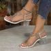 New Style Square-toed Elastic Strap Rhinestone Flower For Women, Large Size, Crystal Heel Slip-on Sexy Trendy Sandals_vogvips.com