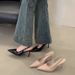 French Style High Heels Peep Sandals For Women 2025 Spring Summer New Elegant Stiletto Pointed Toe Black Single Shoes To_vogvips.com