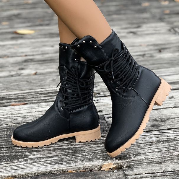 2025 Fashion Women's Low Heel Ankle Boots | Studded Riding Boots With Back Zipper | Wide Size Available | Winter Casual & Chic Footwear_vogvips.com