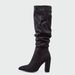 Women's Shoes Chunky Heel High Heeled Boots For Autumn/Winter, Medium Size, Export Import, Pleated, Over The Knee Boots_vogvips.com