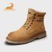 European Warm Series Gongyang Martin 2025 New Shoes Genuine Leather Thick-Soled Work British Style Motorcycle High-End Men's Yellow Boots_vogvips.com