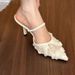 French-style Petal-covered Mules Women, 2025 Summer New Korean Version Versatile Pointed-toe Stiletto High-heeled Shoes_vogvips.com
