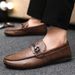 Spring And Summer Loafers, Plaid Casual Men's Leather Shoes, Versatile Shoes For Young Men, Large Sizes_vogvips.com