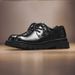 ShoeVault Men's Derby Thick Sole Height Increasing Black Round Toe Commuter Cleanfit British Style Casual Leather Shoes_vogvips.com