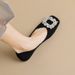 Square Head Single Shoes Women's Flat Bottom One Pedal Doudou Shoes Rhinestone French Soft Sole Large Size Women's Shoes_vogvips.com
