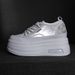 Mesh Dad Shoes Women's Casual Shoes French Round Head Thick Sole Heightening Student White Shoes_vogvips.com