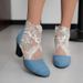 Plus Size 2023 Summer Breathable Mesh Gold Thread Sequin Round Bare Peep Toe Hollow Short Boots Women's Shoes_vogvips.com