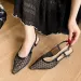 Handmade Sparkle Stiletto Sandals Pointed Toe Heels With Ankle Strap Open Back Evening Shoes In Ultra Fiber Leather For_vogvips.com