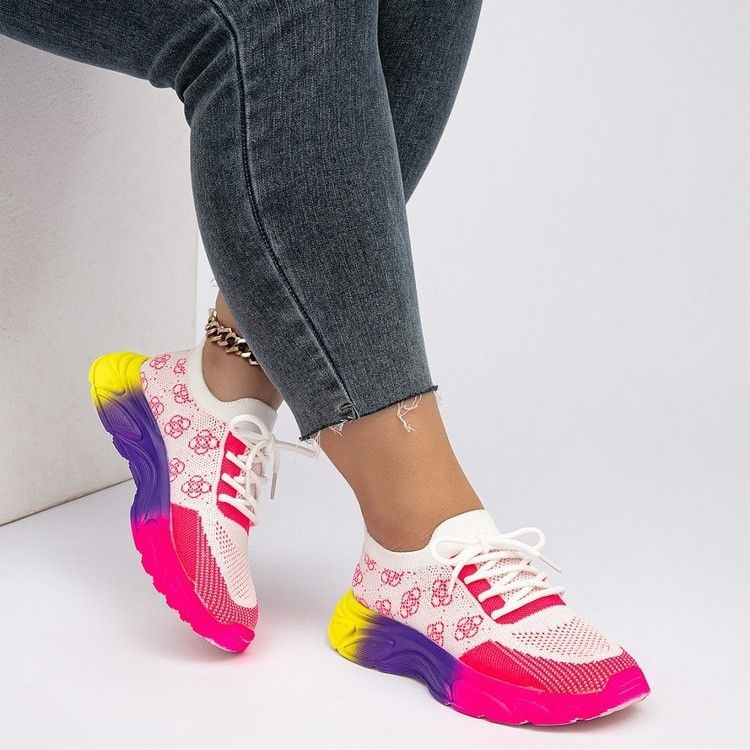 Women's Big Size Sports Shoes Color Block Lace-Up Casual Footwear Synthetic Upper Other Toe Shape No Shoe Box Included_vogvips.com
