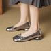 French Style High-End Woven Slanted Toe Casual Shiny Leather Slip-On Shallow Mouth Single Shoes Bowknot Silver Loafers_vogvips.com