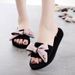 Flash Jiao's New One-word Drag Handmade Bow 3cm Non-slip Seaside Vacation Travel Fashion Women's Beach Shoes_vogvips.com